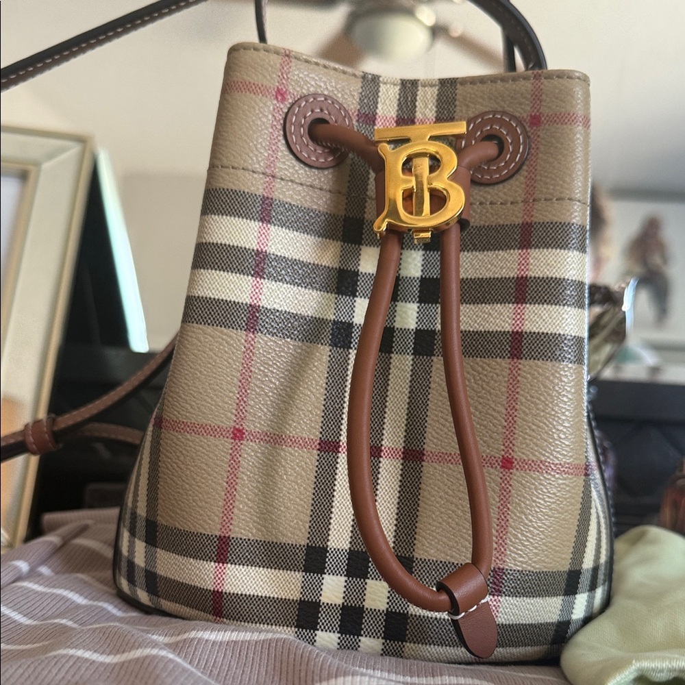 Burberry Beige and Brown Plaid Mini Bag